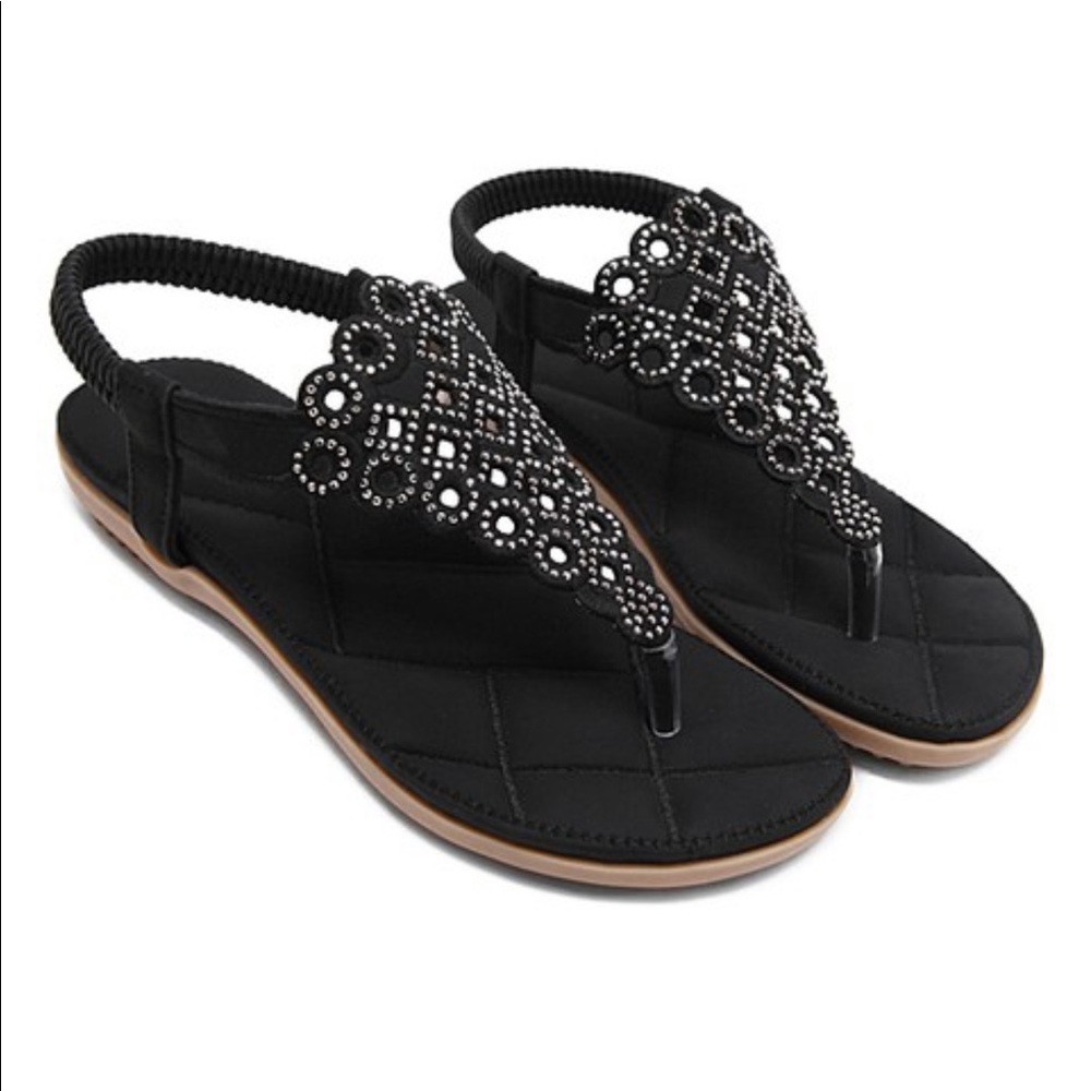 Siketu-Black Studded Cage Sandal